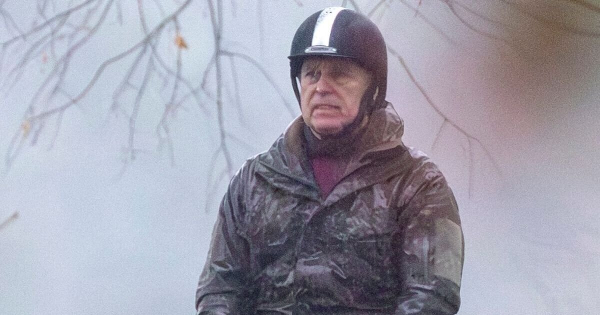 Prince Andrew Seen Riding in Rain While Royals Celebrate Christmas Dinner