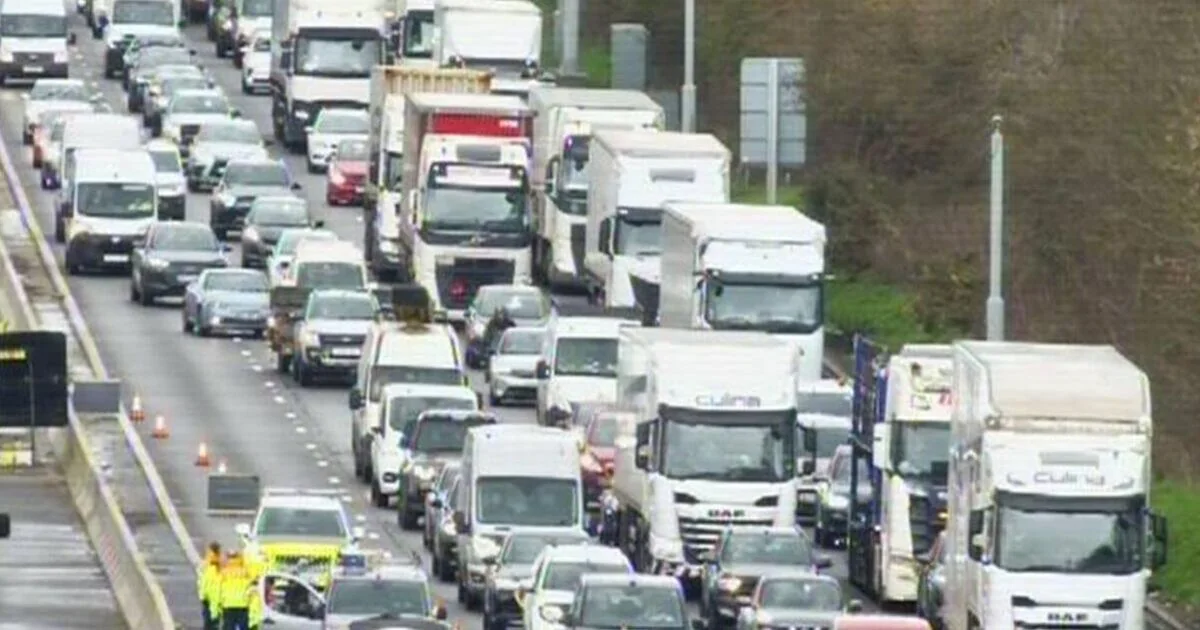 M1 Motorway Closed Between Junctions 12 and 13 Causing Three-Mile Tailback