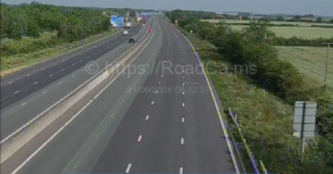 M1 Southbound Closed in Bedfordshire Following Serious Crash and Vehicle Fire