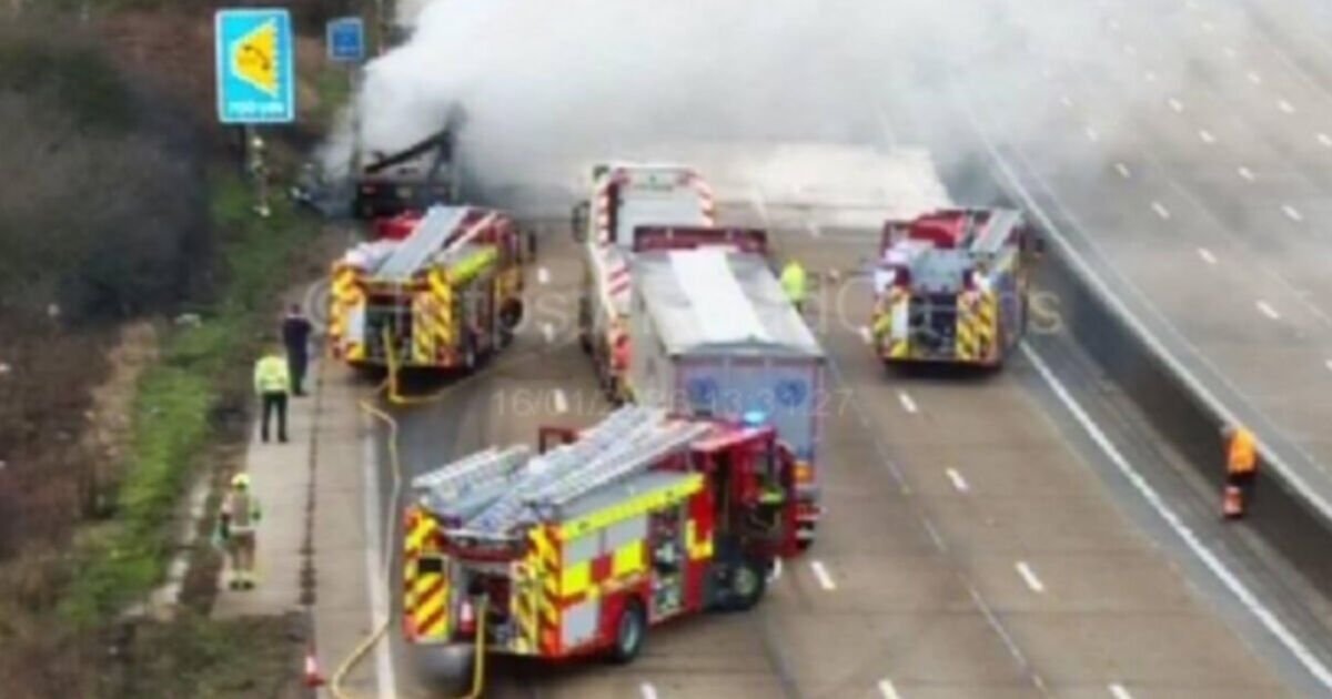 M25 Closed After Lorry Fire Causes Major Traffic Delays