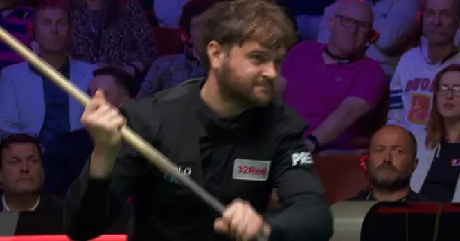 Snooker Player Liam Highfield Swings Cue at Referee During Match