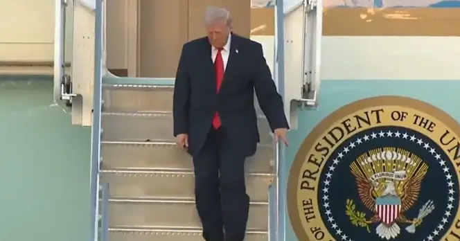 Trump Draws Concern with Swollen Ankles While Walking Down Stairs